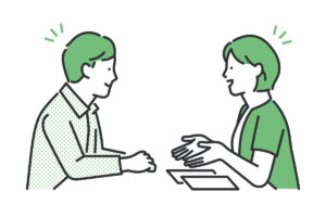支援員と面談する利用者さん