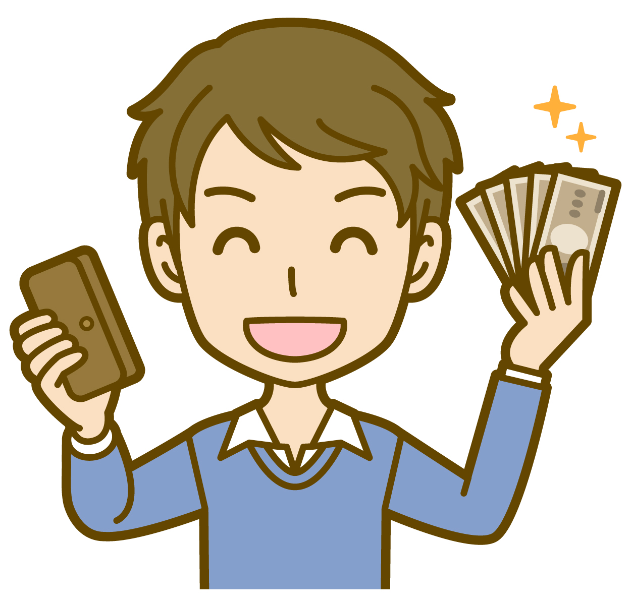 お給料を受け取る男性