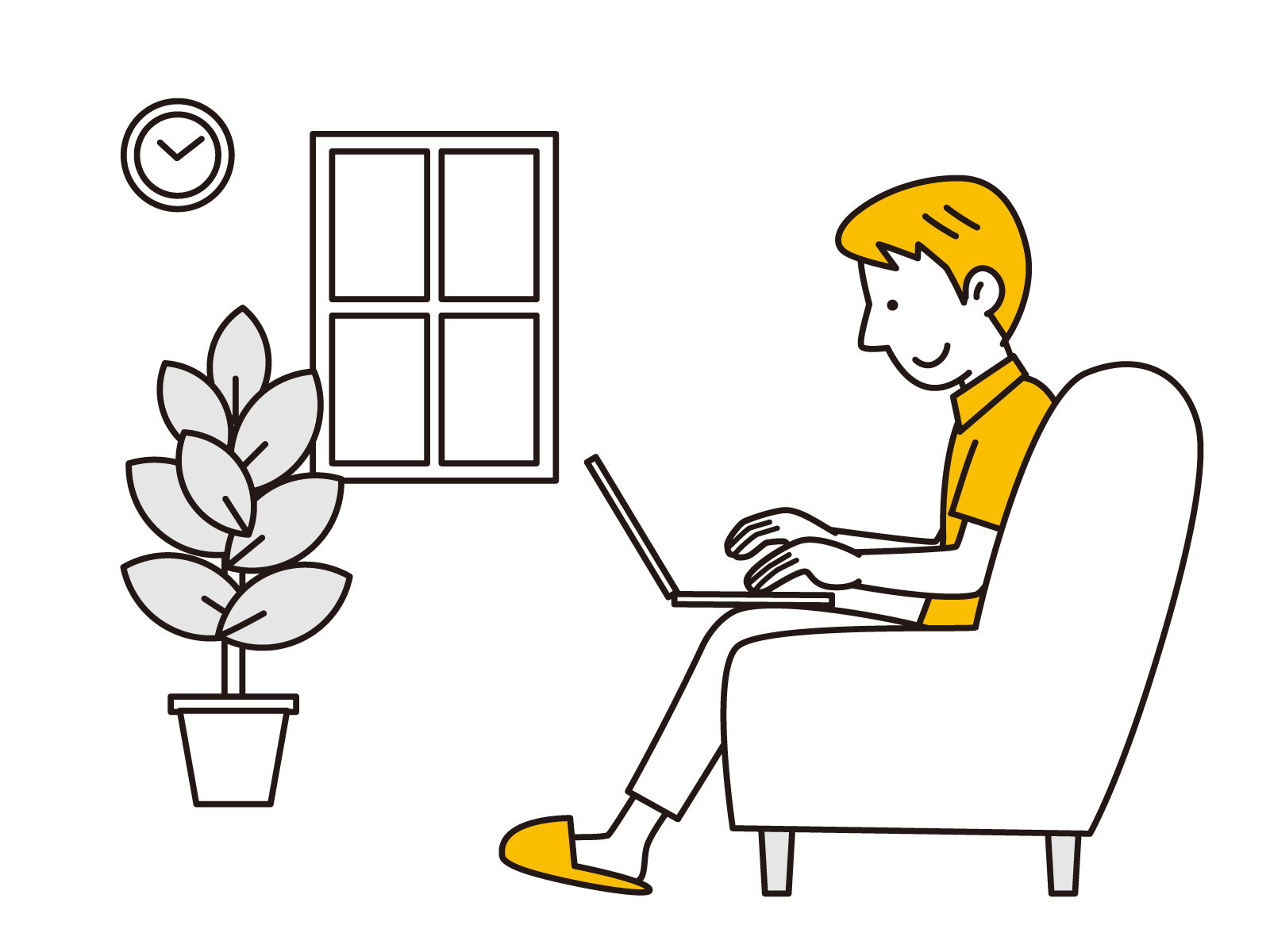 A型事業所　パソコン作業をする男性