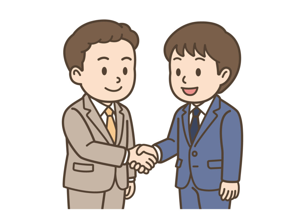 A型事業所握手をする２人の男性
