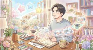 履歴書を作成する男性