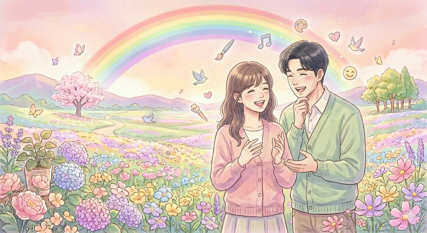 笑顔の男女