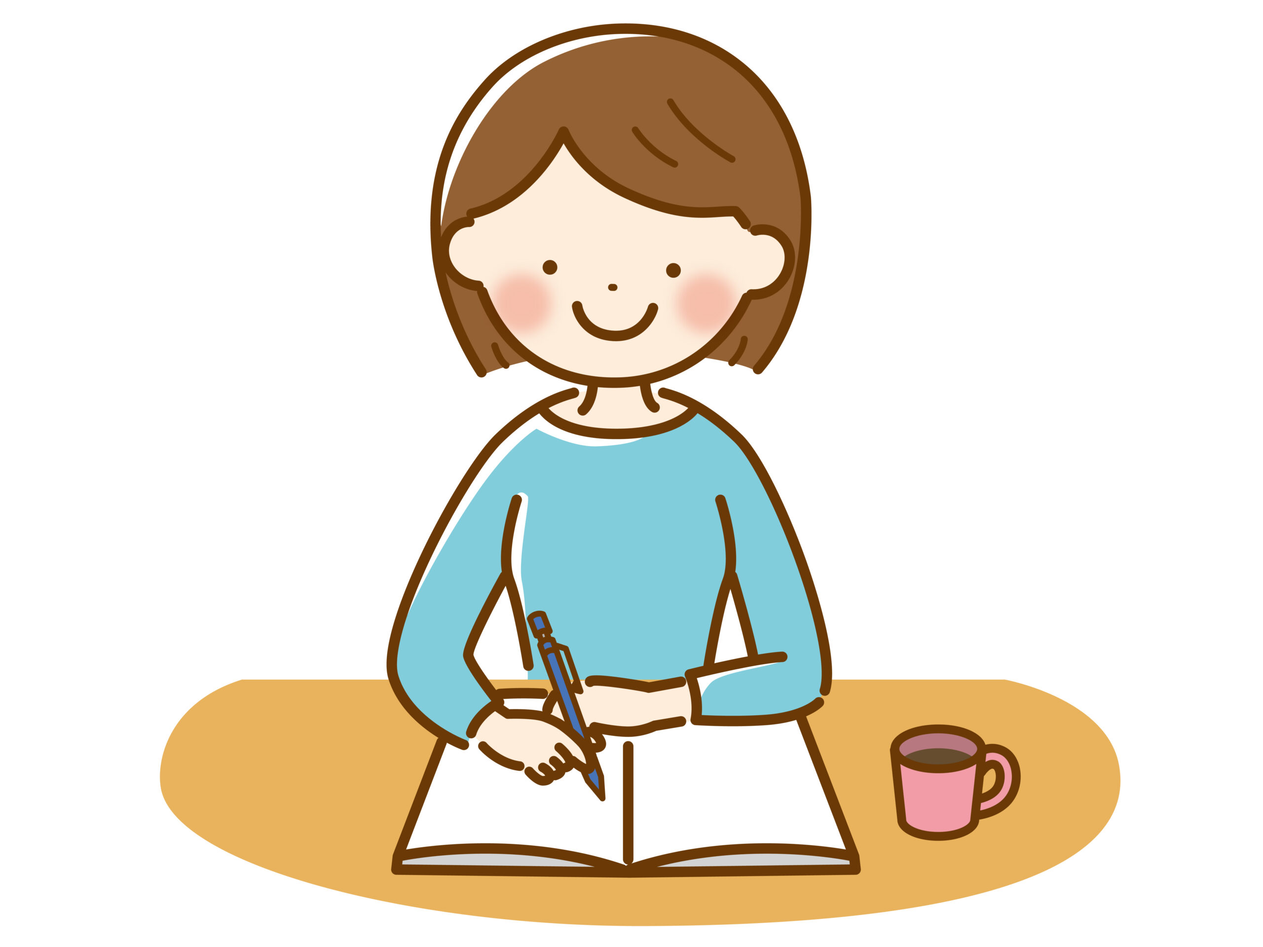 ノートに書く女性