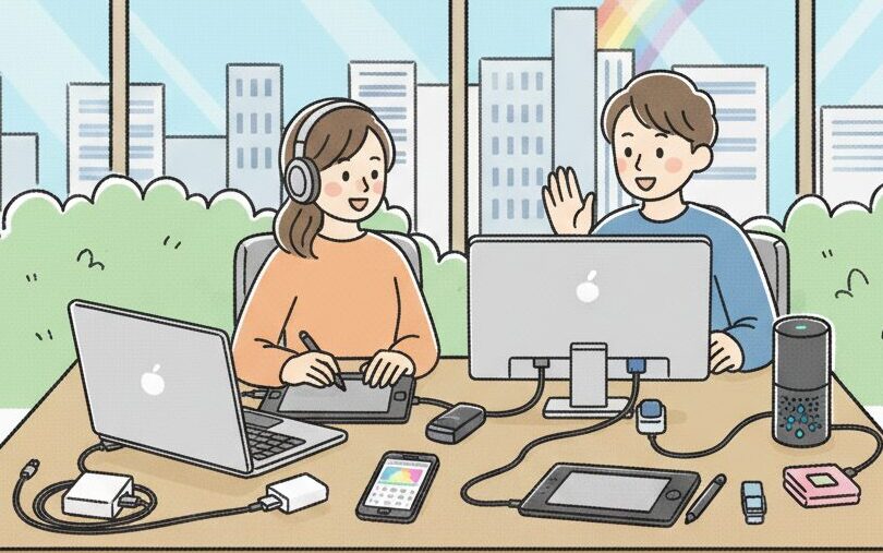 デジタルツールを活用する男女