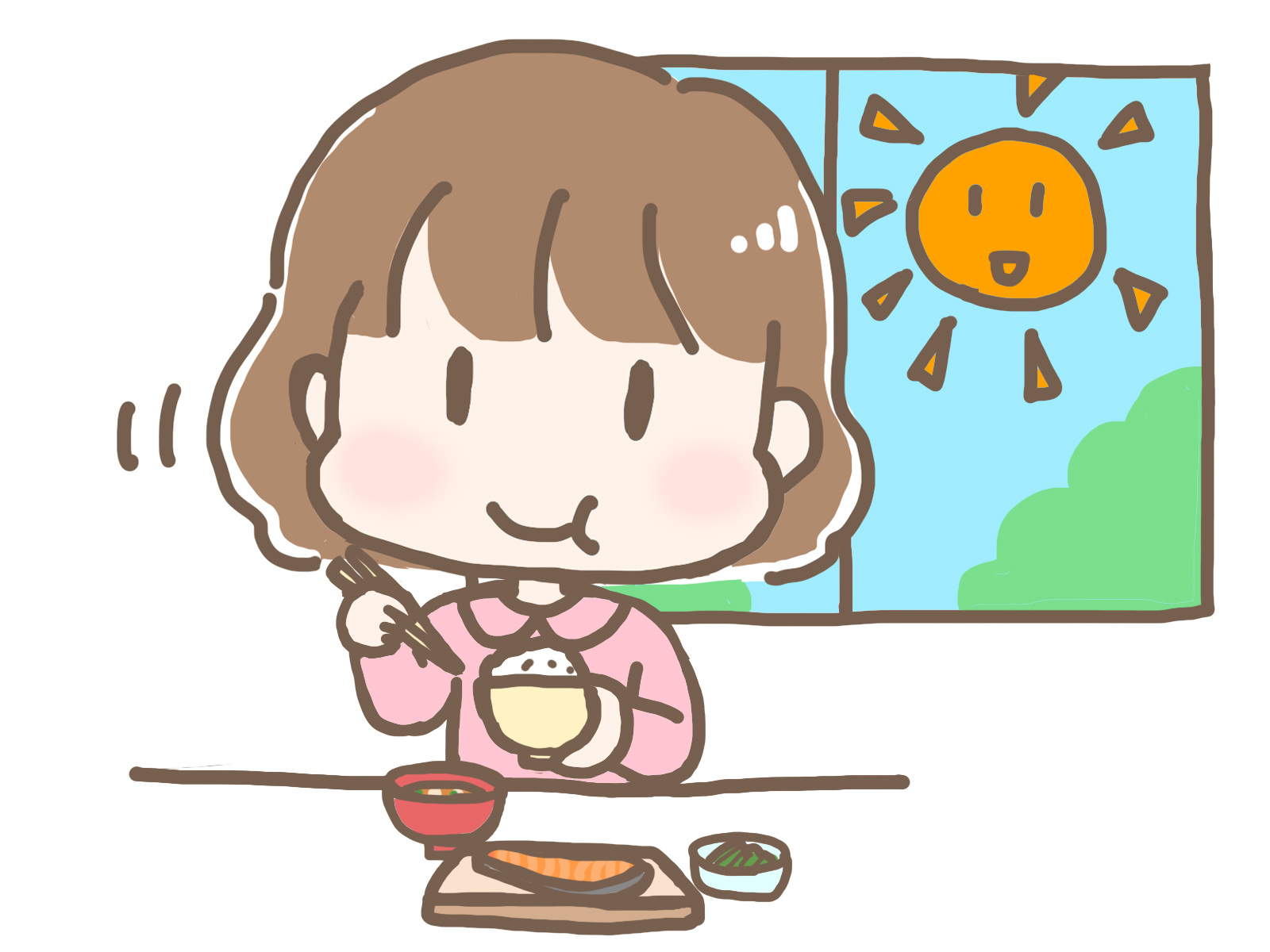 朝食を摂る女性