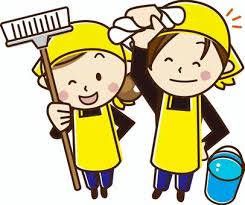 清掃作業をする男女