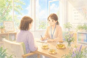 支援員と利用者の女性