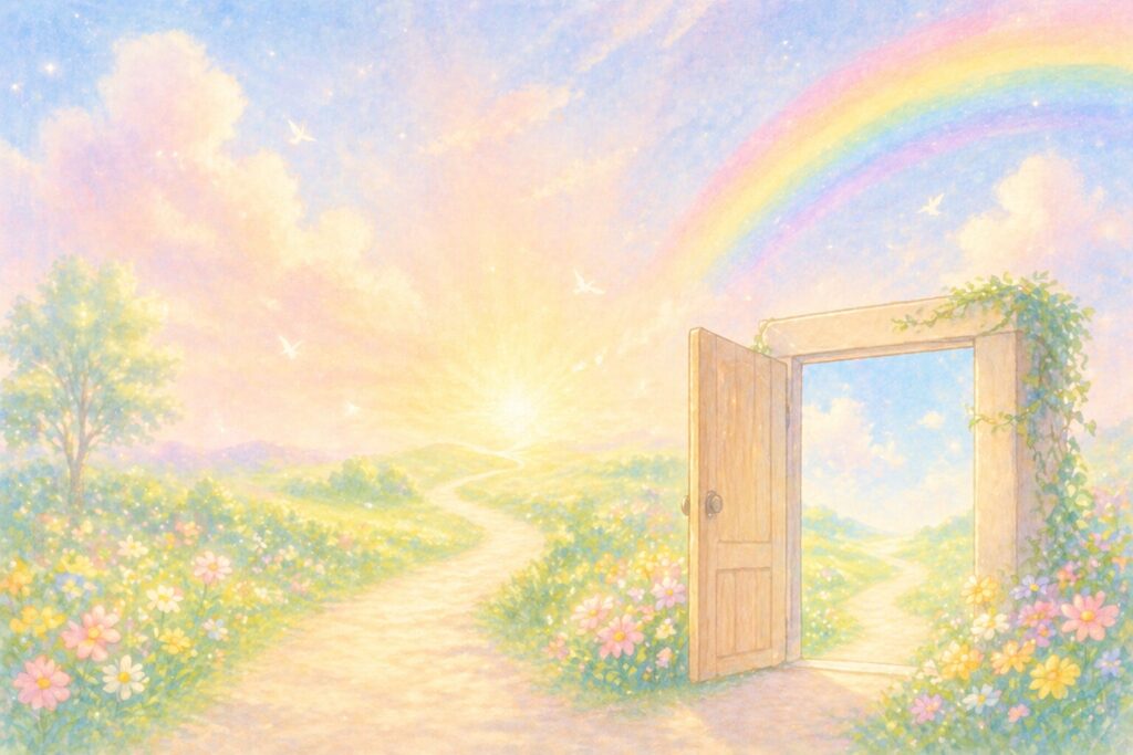 扉と虹