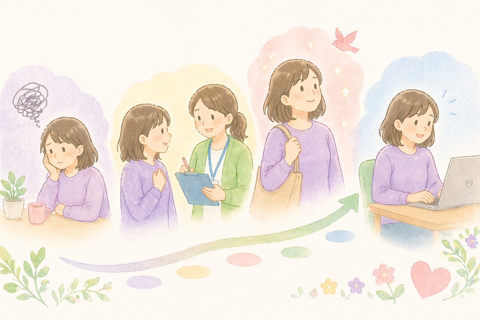 利用者の女性と支援員