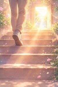 光が差し込む幻想的な階段