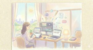 パソコン作業をする女性