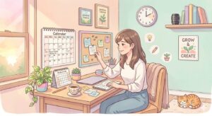 スケジュールを見る女性