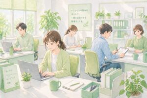 PC作業をする男女