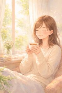 コーヒーを飲む女性