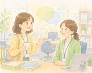 支援員に相談する女性