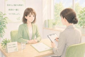 相談をする利用者と聞く支援員