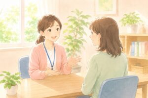 支援員と利用者の女性