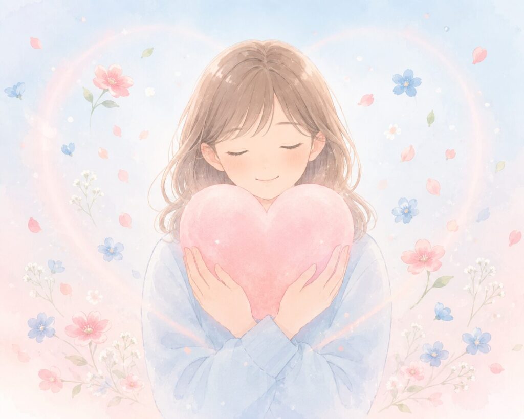 ハートを抱く女性