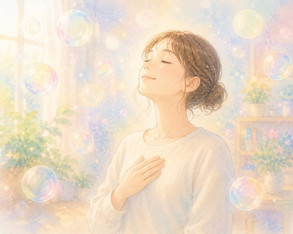 深呼吸をする女性