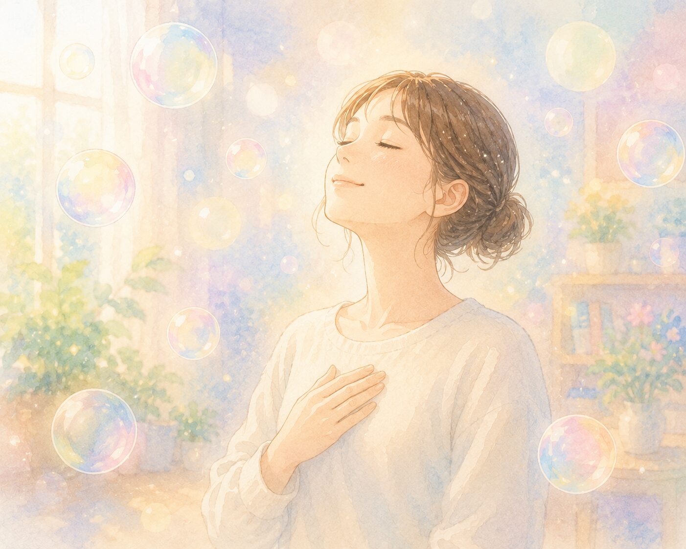 深呼吸をする女性
