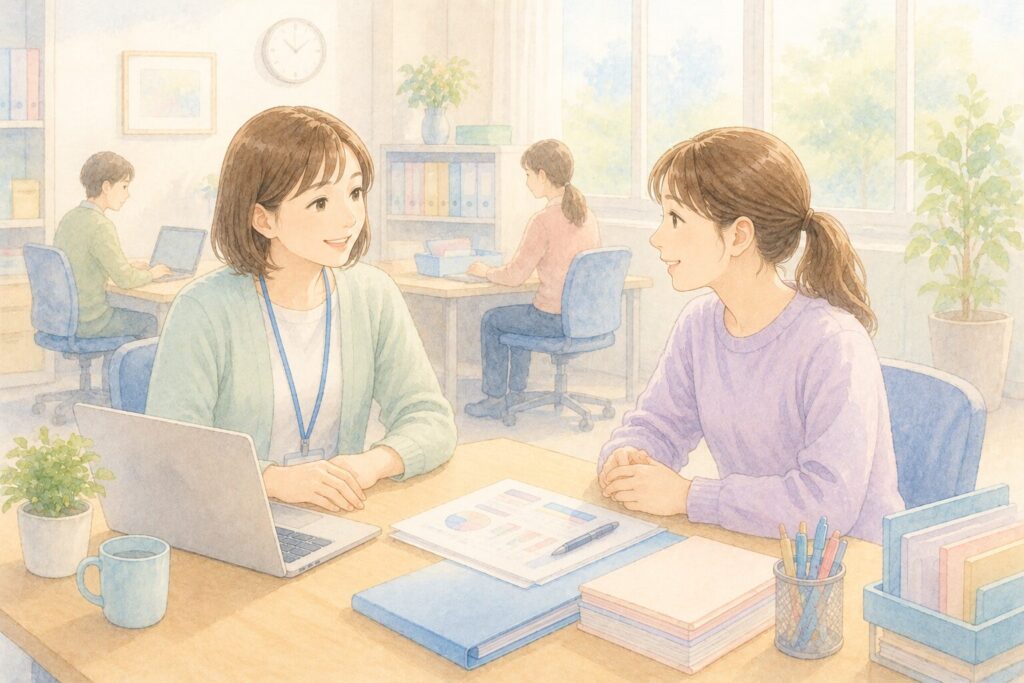 支援員と利用者の女性