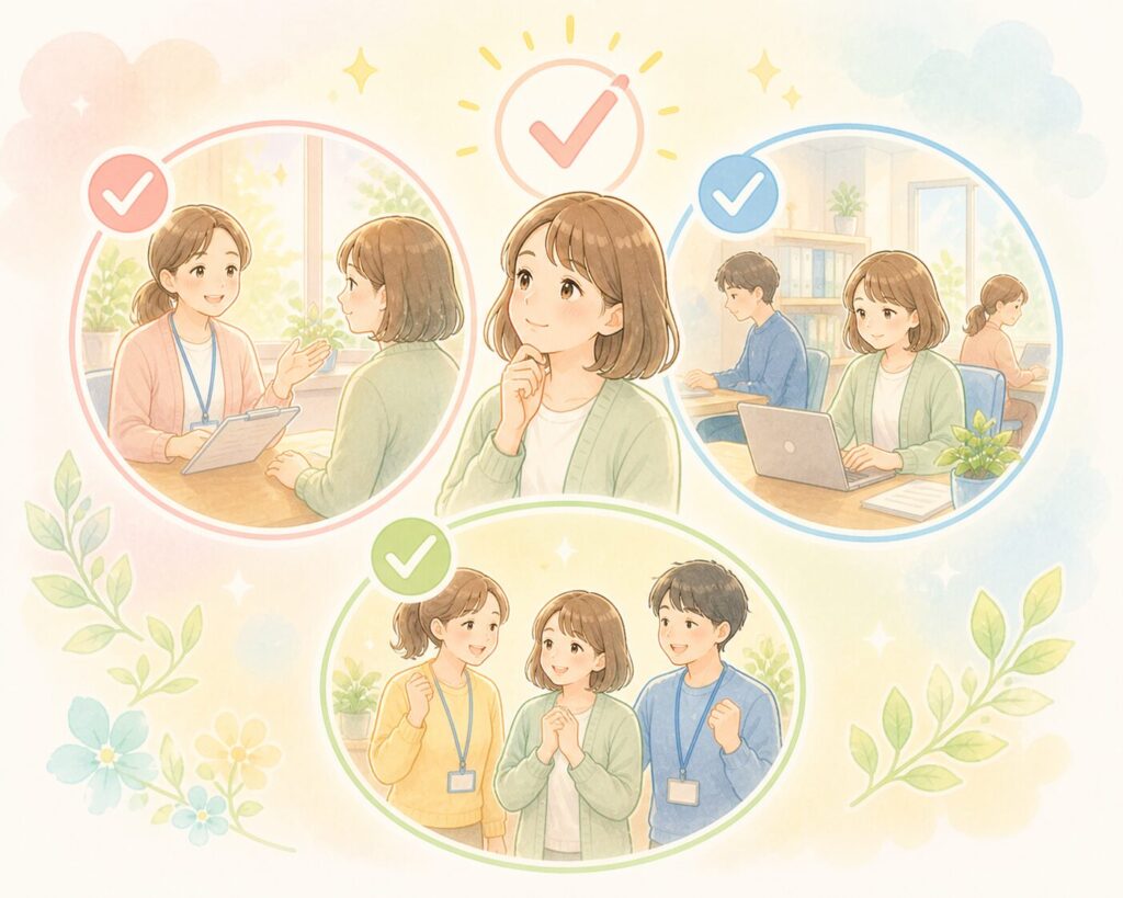 チェックする女性