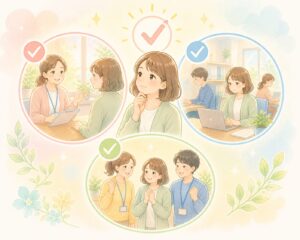 チェックする女性