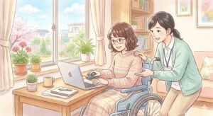 身体障がいのある女性と支援員