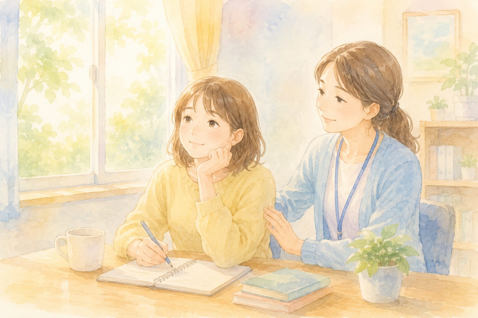 支援員が利用者に寄り添う様子