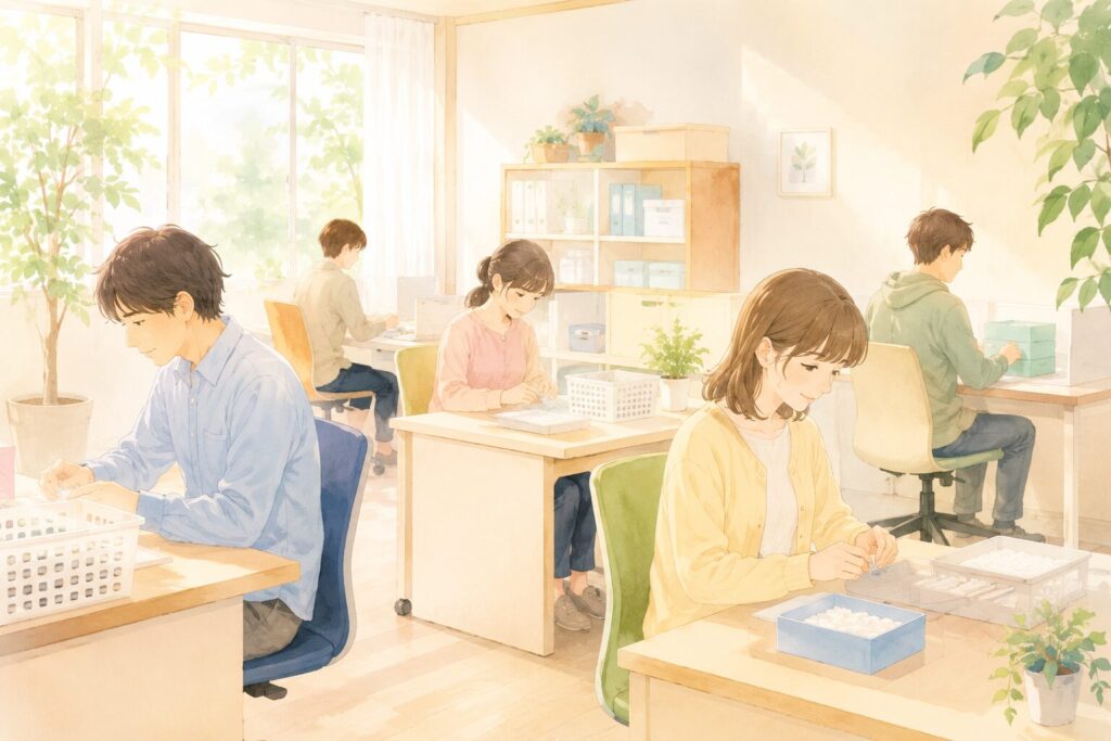 作業をする利用者の男女