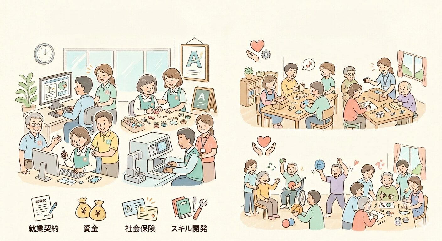 A型事業所と他のサービスの違い