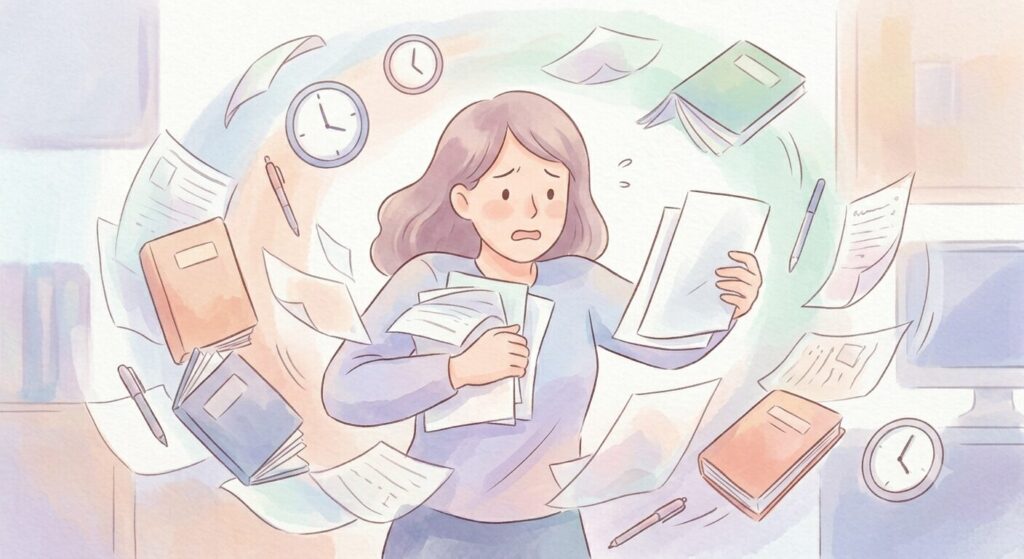 慌てている女性