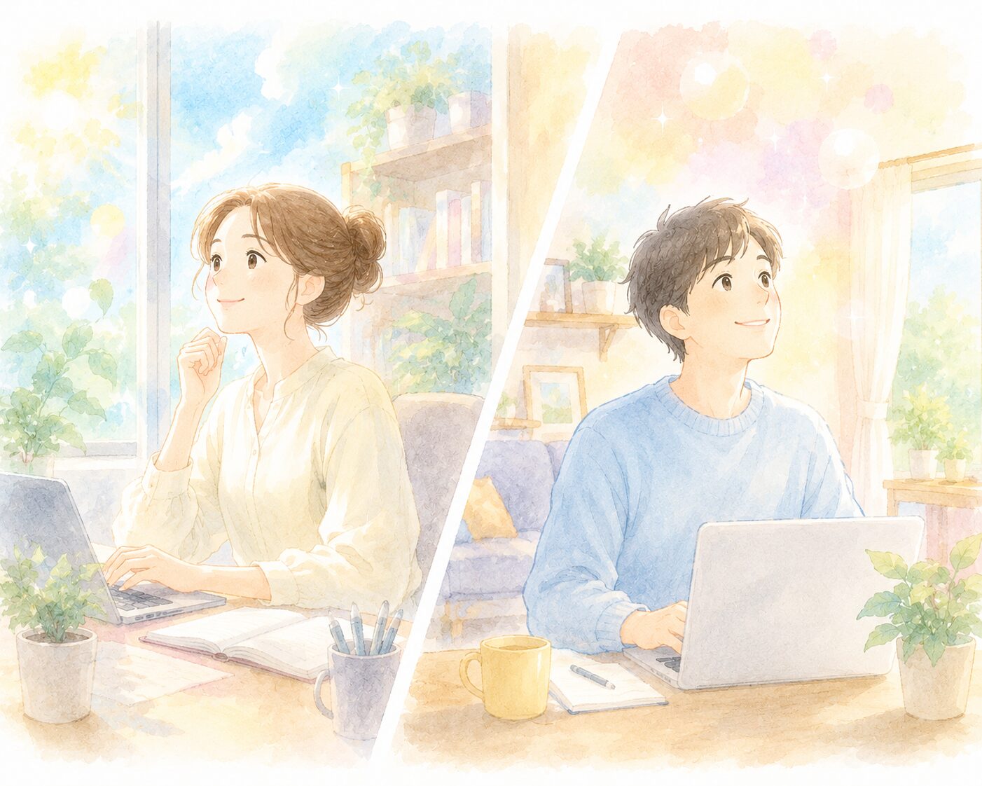 笑顔の男女