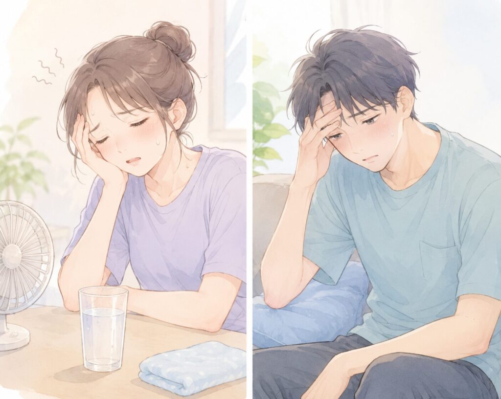 体調不良の男女