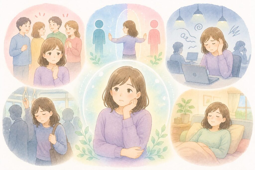 感情の波と安らぎを感じる女性