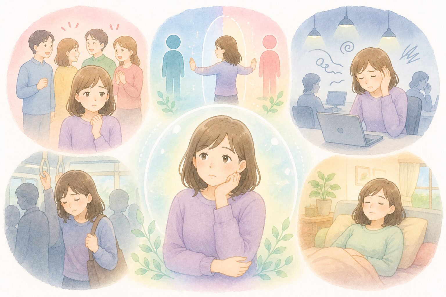 感情の波と安らぎを感じる女性