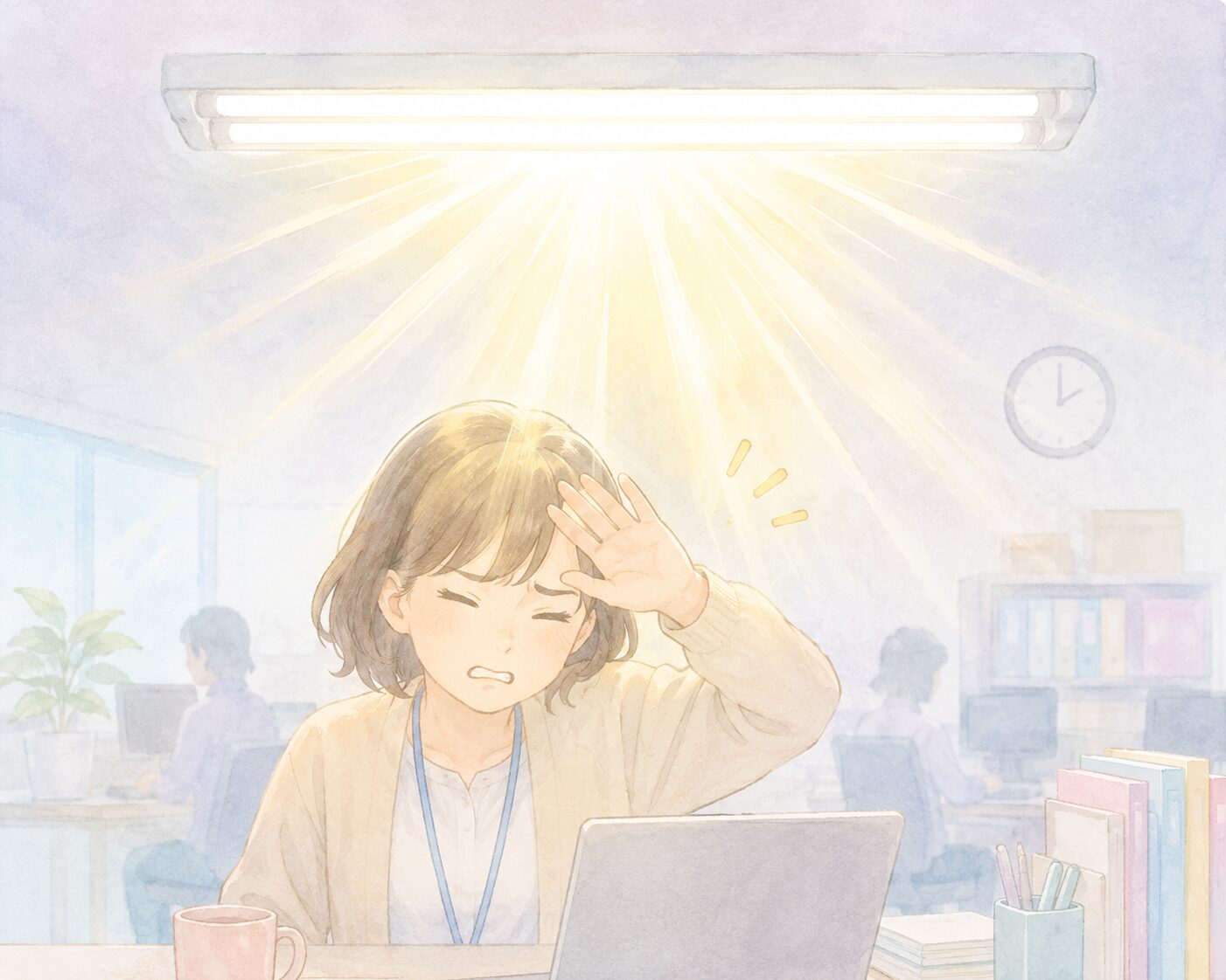 視覚過敏で光が眩しい女性