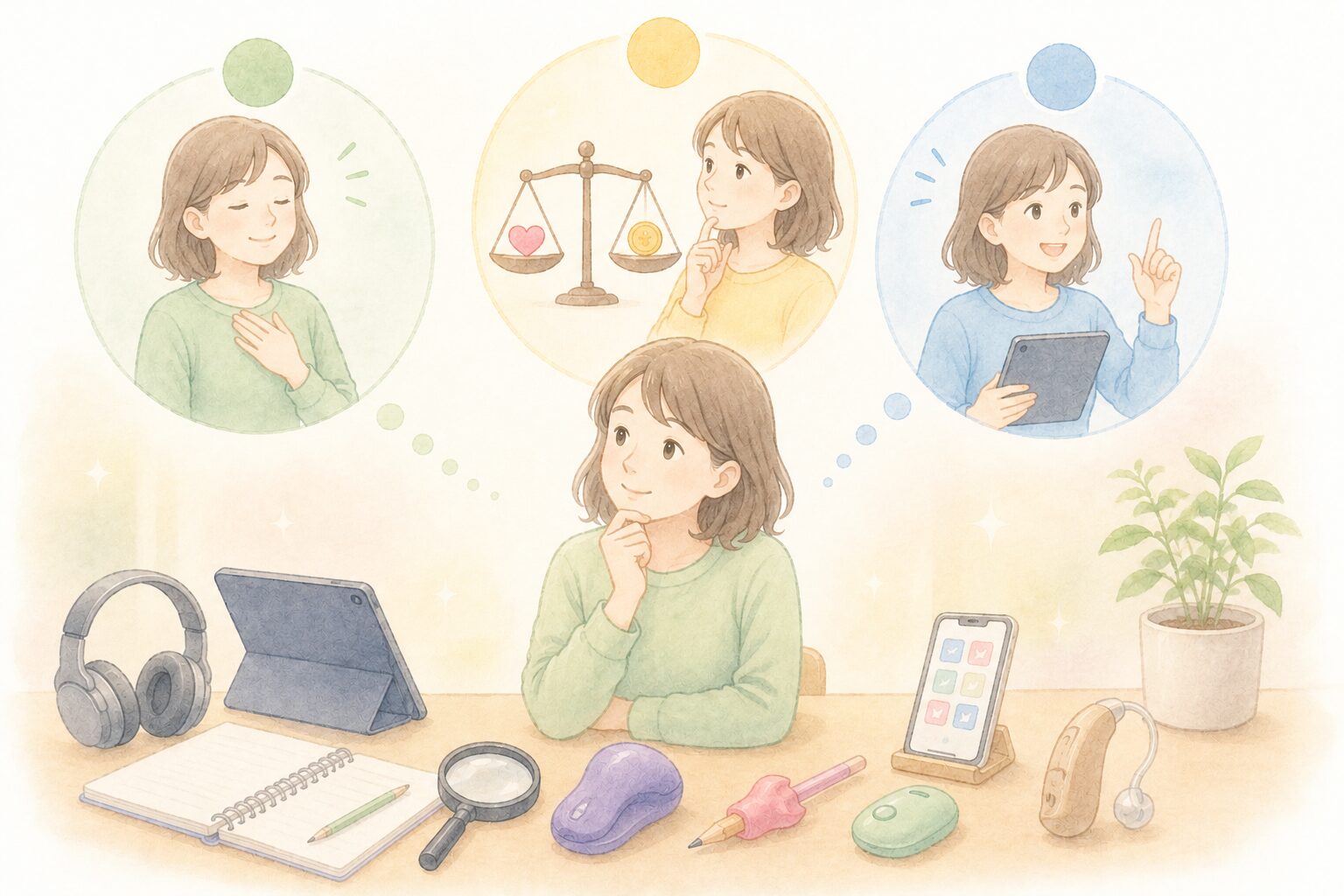 アクセシビリティツールの方法と女性