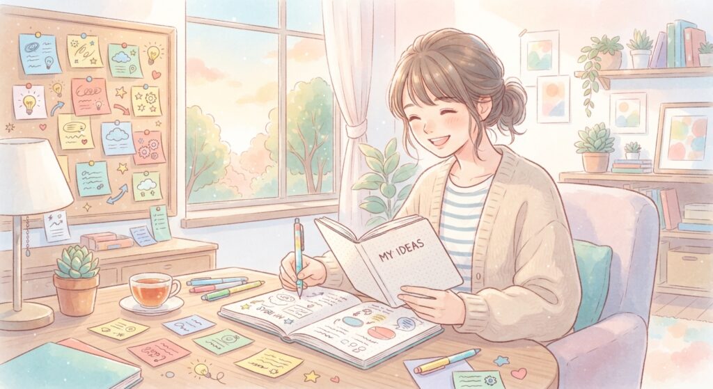 ノートに書く女性