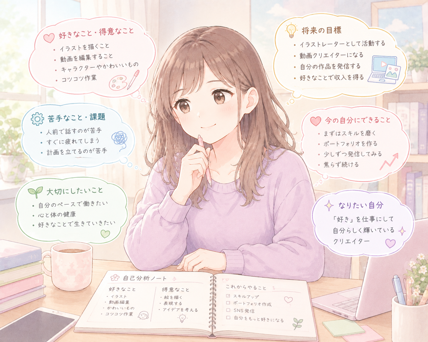 自己分析をする女性