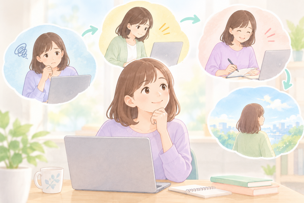 ブログ記事の仕事をする女性
